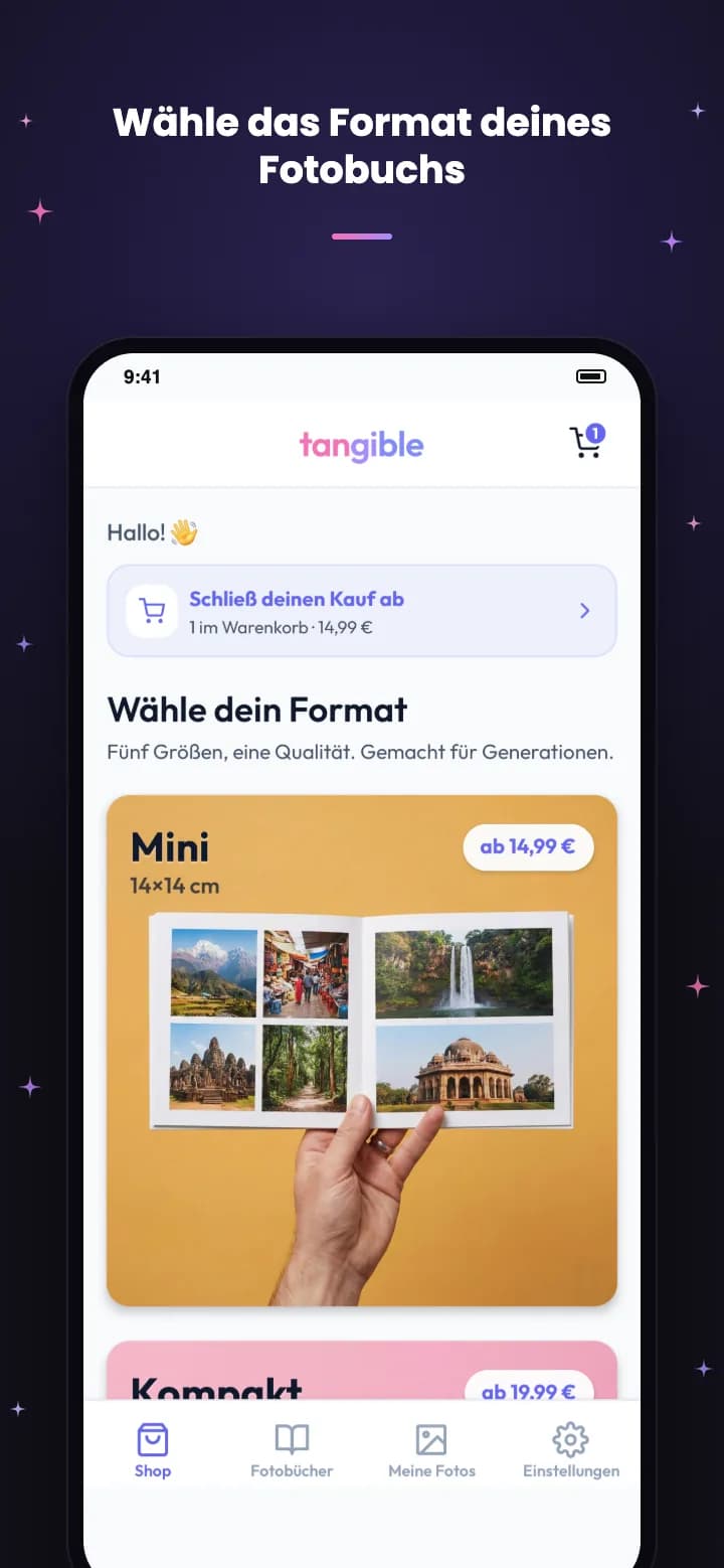 Tangible-App: Wähle das Format deines Fotobuchs