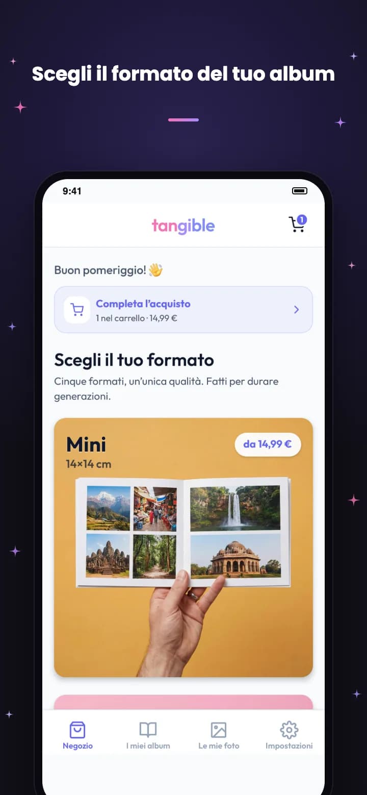 App di Tangible: scegli il formato del tuo album