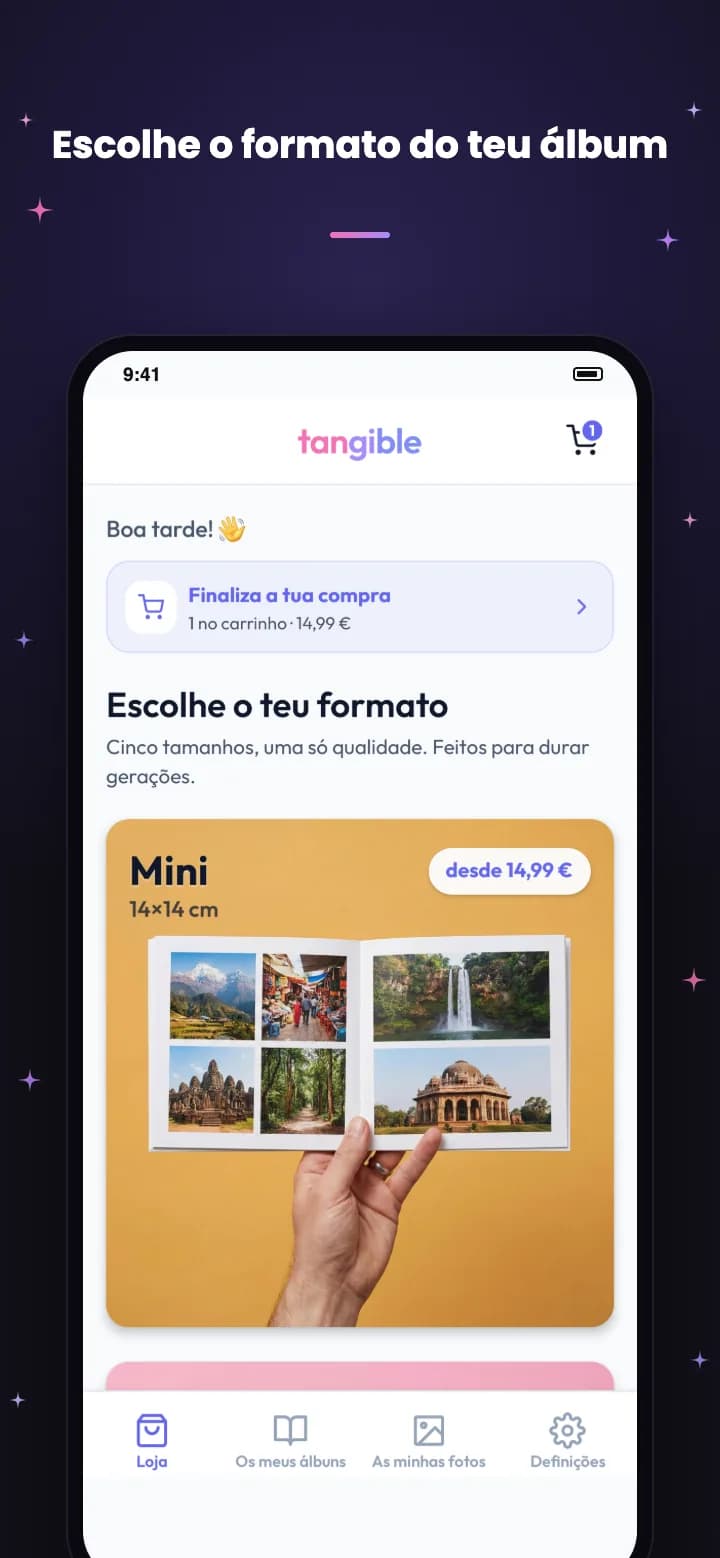 App Tangible: escolhe o formato do teu álbum